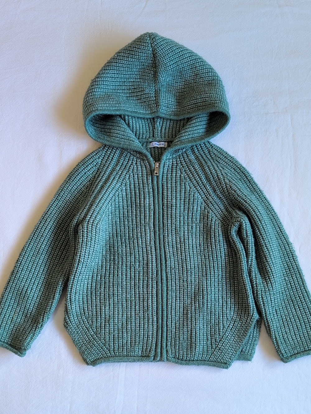 Mayoral Girls Premium Chunky Ribbed Knit Zip Up Hoodie Sweater Jacket Size 6